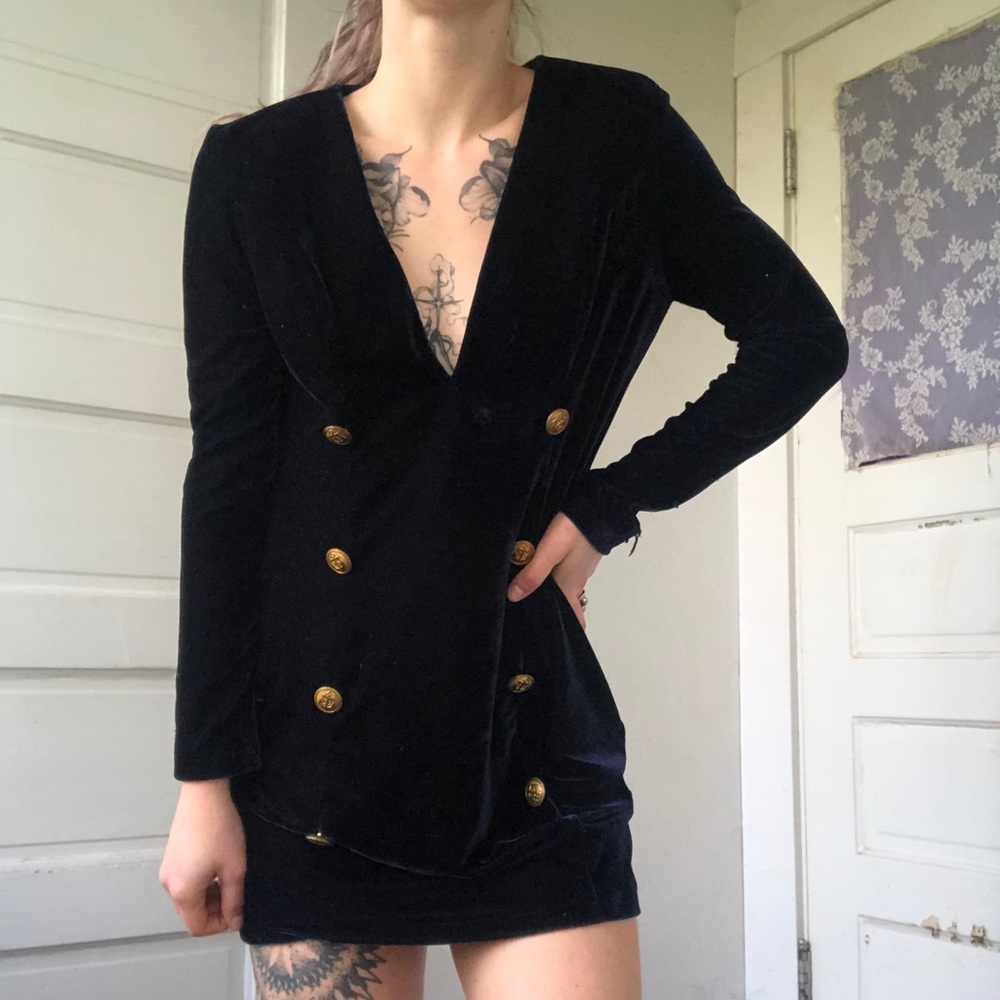 Navy Velvet Vintage Cocktail Dress